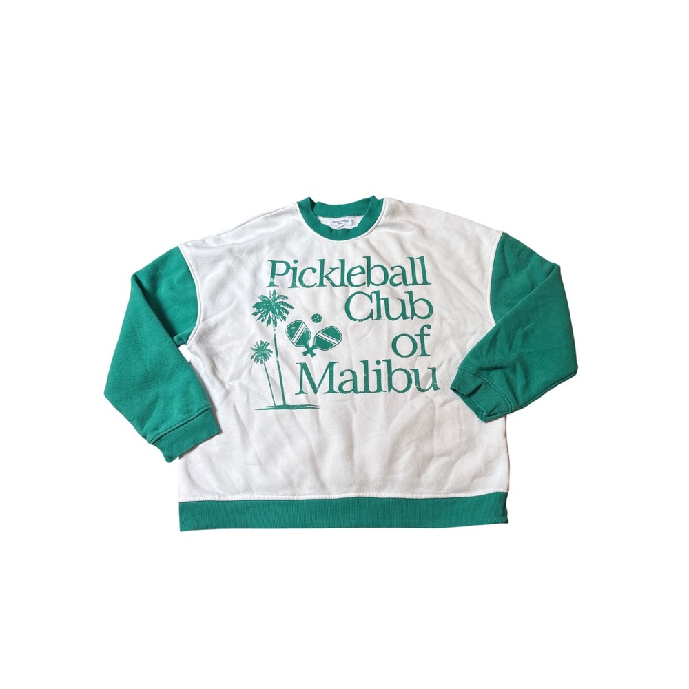 Grayson Threads Sweatshirt Women White Green Pickleball Malibu Graphic SIZE M